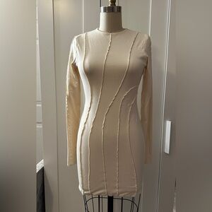 Oh Polly Cream Long Sleeve Dress